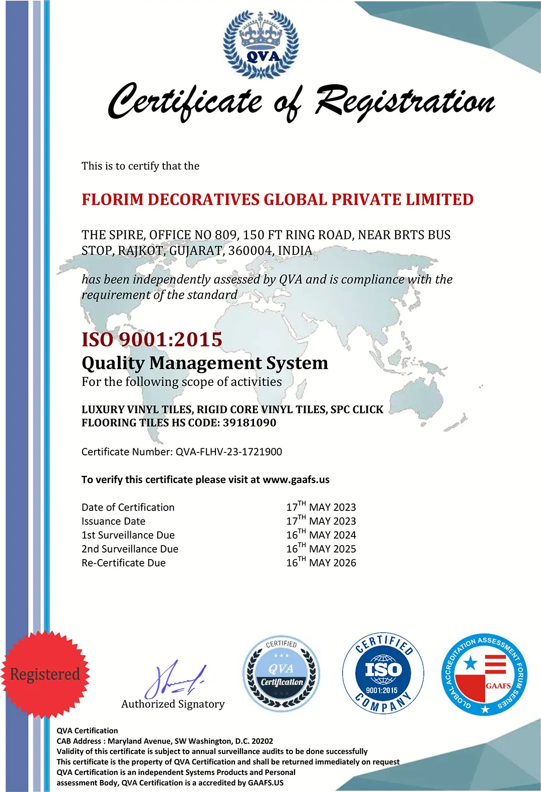 Final Florim Global Private Limited 9001 QVA